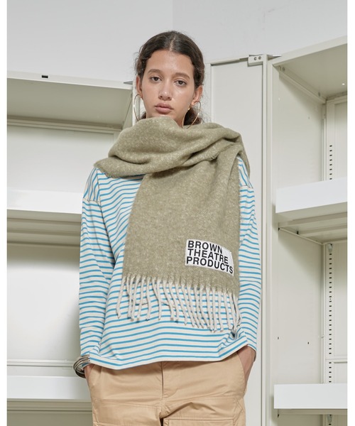 THEATRE PRODUCTS(シアタープロダクツ)の「ブラウンネームストール(ストール/ショール・レディース・ブラック/ベージュ/グリーン/ブルー/イエロー・FREE)」の7枚目の写真