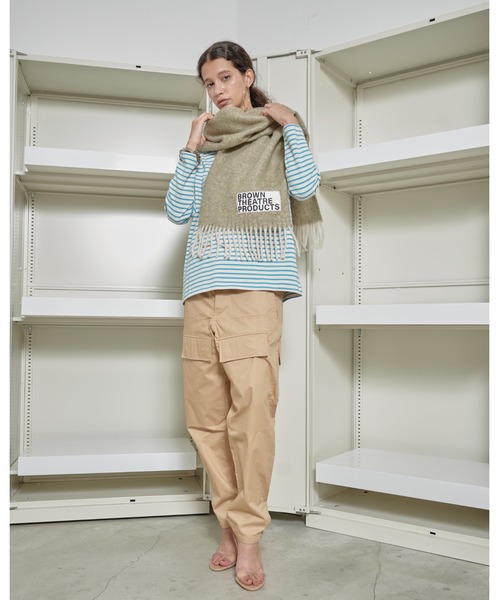 THEATRE PRODUCTS(シアタープロダクツ)の「ブラウンネームストール(ストール/ショール・レディース・ブラック/ベージュ/グリーン/ブルー/イエロー・FREE)」の9枚目の写真