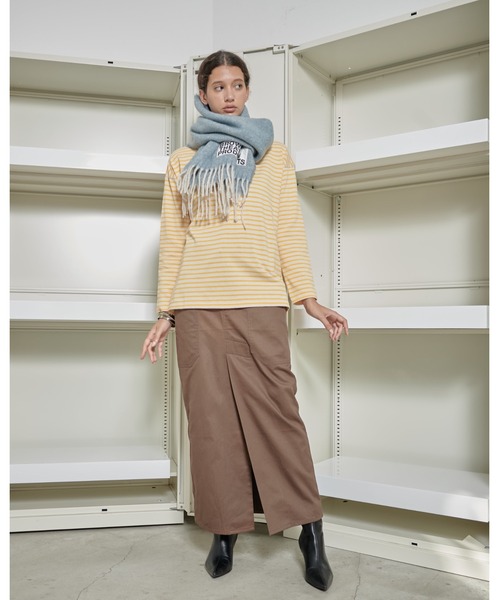 THEATRE PRODUCTS(シアタープロダクツ)の「ブラウンネームストール(ストール/ショール・レディース・ブラック/ベージュ/グリーン/ブルー/イエロー・FREE)」の13枚目の写真