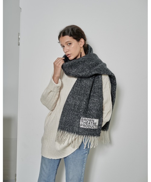 THEATRE PRODUCTS(シアタープロダクツ)の「ブラウンネームストール(ストール/ショール・レディース・ブラック/ベージュ/グリーン/ブルー/イエロー・FREE)」の18枚目の写真