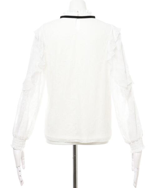 INGNI（イング）の「肩フリルリボン付レーストップス（その他トップス・レディース・ホワイト×ブラック/ブラック/オフホワイト・M）」の6枚目の写真