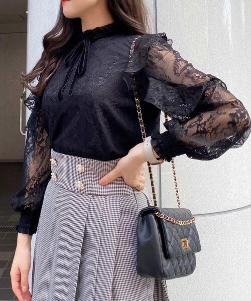 INGNI（イング）の「肩フリルリボン付レーストップス（その他トップス・レディース・ホワイト×ブラック/ブラック/オフホワイト・M）」の15枚目の写真