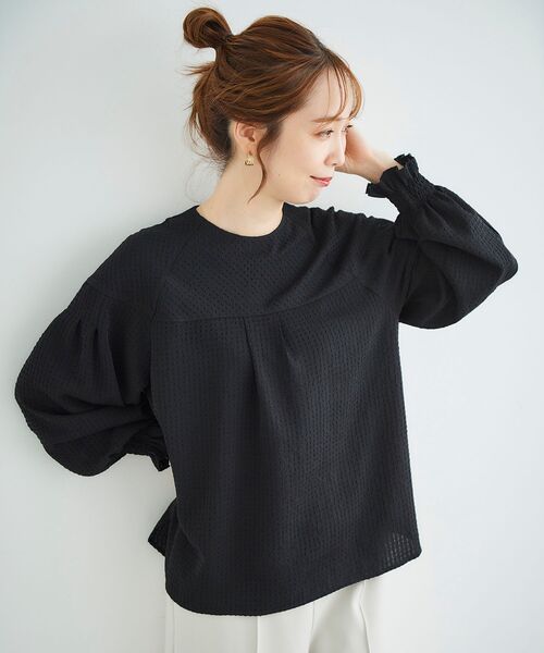 le.coeur blanc（ルクールブラン）の「ボリュームスリーブキリカエブラウス（シャツ/ブラウス・レディース・ブラック/ホワイト系その他・38）」の4枚目の写真