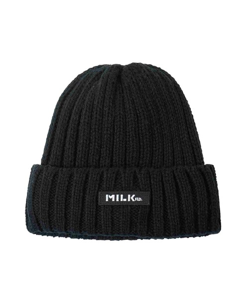 MILKFED.（ミルクフェド）の「LOGO KNIT CAP（ニットキャップ/ビーニー・レディース・アッシュ/ブラック/レッド・ONE SIZE）」の2枚目の写真