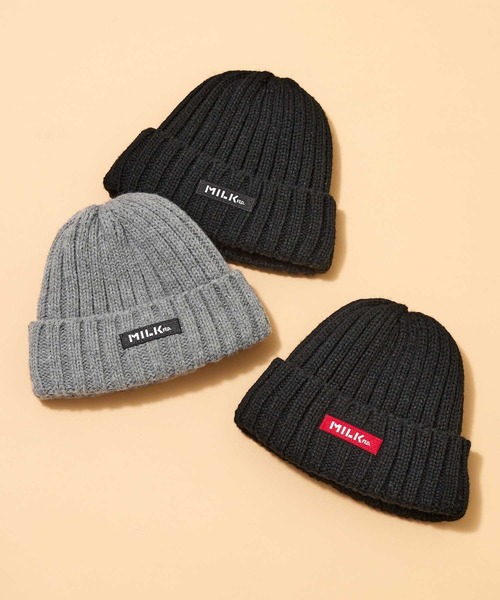 MILKFED.（ミルクフェド）の「LOGO KNIT CAP（ニットキャップ/ビーニー・レディース・アッシュ/ブラック/レッド・ONE SIZE）」の10枚目の写真
