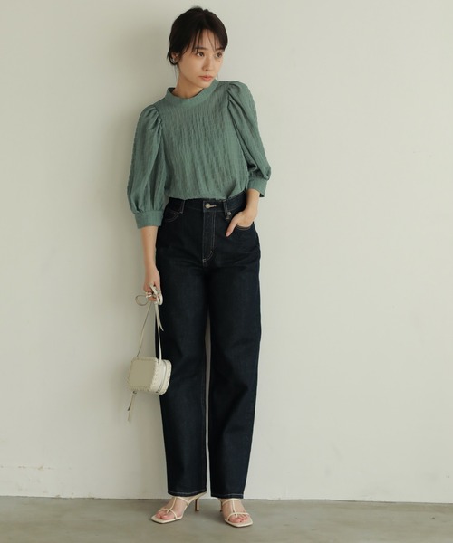 N WITH.（エヌウィズ）の「袖ボリュームブラウス（Tシャツ/カットソー・レディース・グリーン/ブラック/ベージュ・FREE）」の4枚目の写真