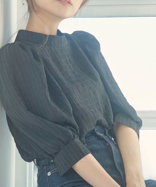 N WITH.（エヌウィズ）の「袖ボリュームブラウス（Tシャツ/カットソー・レディース・グリーン/ブラック/ベージュ・FREE）」の11枚目の写真