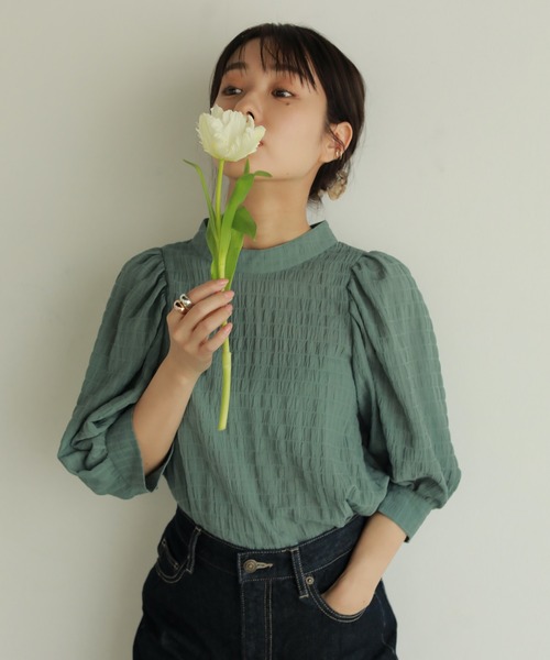 N WITH.（エヌウィズ）の「袖ボリュームブラウス（Tシャツ/カットソー・レディース・グリーン/ブラック/ベージュ・FREE）」の14枚目の写真