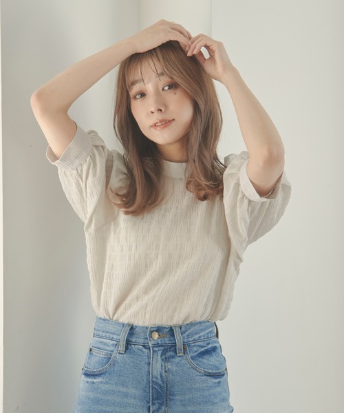 N WITH.（エヌウィズ）の「袖ボリュームブラウス（Tシャツ/カットソー・レディース・グリーン/ブラック/ベージュ・FREE）」の13枚目の写真