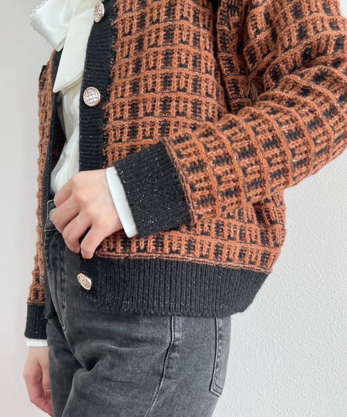 yuue' ( wear )(ユーイ)の「ツイードライクニットカーディガン(カーディガン/ボレロ・レディース・ベージュ/ブラウン・S/M/L)」の20枚目の写真