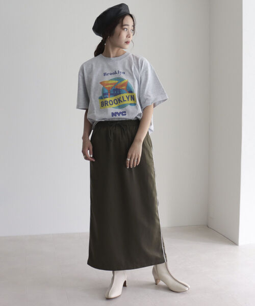 fredy emue（フレディエミュ）の「サイドラインイージースカート（スカート・レディース・ブラック/カーキ・38）」の15枚目の写真