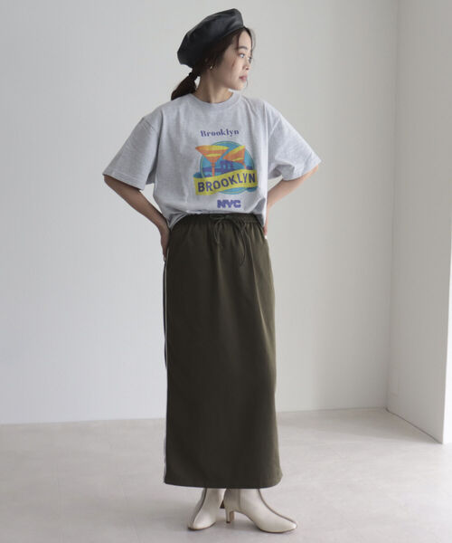 fredy emue（フレディエミュ）の「サイドラインイージースカート（スカート・レディース・ブラック/カーキ・38）」の16枚目の写真