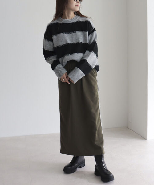 fredy emue（フレディエミュ）の「サイドラインイージースカート（スカート・レディース・ブラック/カーキ・38）」の21枚目の写真