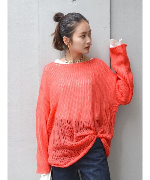 Ungrid(アングリッド)の「透かし編みル-ズニット(ニット/セーター・レディース・オレンジ/ミント/ブルー/ライトグレー・FREE)」の8枚目の写真