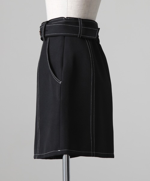 Cheek（チーク）の「配色ステッチミニスカート（スカート・レディース・ブラック/ベージュ/チャコールグレー・SMALL/MEDIUM）」の16枚目の写真