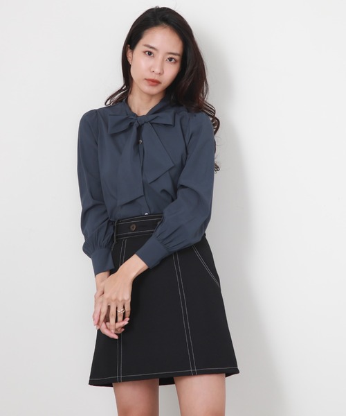 Cheek（チーク）の「配色ステッチミニスカート（スカート・レディース・ブラック/ベージュ/チャコールグレー・SMALL/MEDIUM）」の22枚目の写真