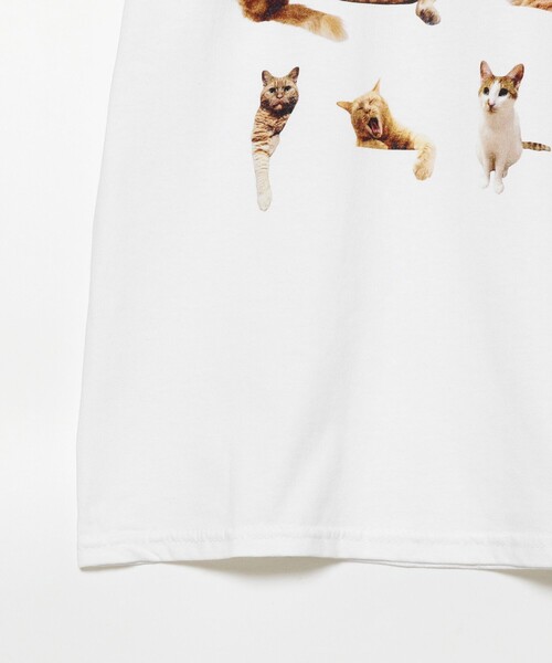 BEAMS マミタス mmts 中川猫Tシャツ ホワイト　新品　L ねこ　猫 mmts（マミタス）中川猫 行進ロングTシャツ（Tシャツ