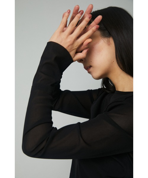 HeRIN.CYE（ヘリンドットサイ）の「Crew neck mesh inner tops（Tシャツ/カットソー・レディース・ネイビー/ライトベージュ/ブラック/グレー/ブルー系その他・FREE）」の6枚目の写真