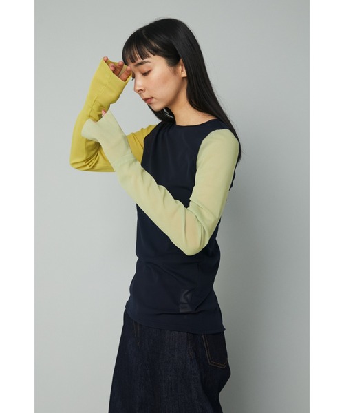 HeRIN.CYE（ヘリンドットサイ）の「Crew neck mesh inner tops（Tシャツ/カットソー・レディース・ネイビー/ライトベージュ/ブラック/グレー/ブルー系その他・FREE）」の8枚目の写真