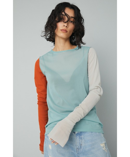 HeRIN.CYE（ヘリンドットサイ）の「Crew neck mesh inner tops（Tシャツ/カットソー・レディース・ネイビー/ライトベージュ/ブラック/グレー/ブルー系その他・FREE）」の21枚目の写真