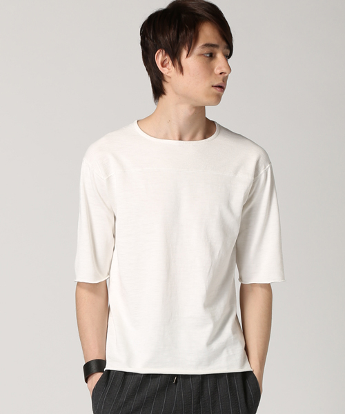 EDIFICE（エディフィス）の「◇プレーティングテンジク フットボールTEE（Tシャツ/カットソー・メンズ・ホワイト/ネイビー・46/48/44）」の2枚目の写真