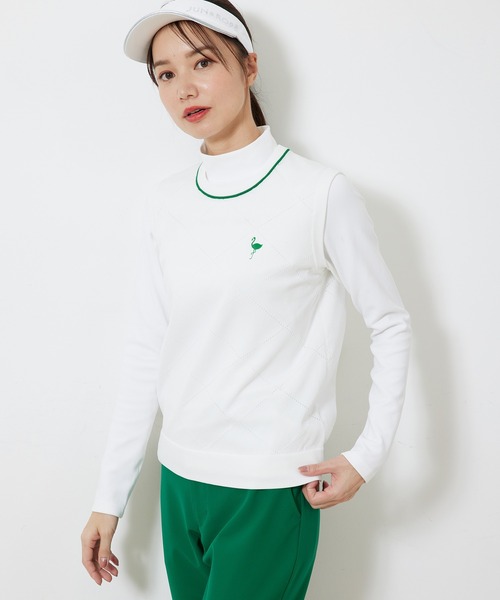 JUN&ROPE'(ジュンアンドロペ)の「【ECO】ダイヤ柄ニットベスト(ベスト・レディース・ホワイト/ブルー・M/S/L)」の2枚目の写真