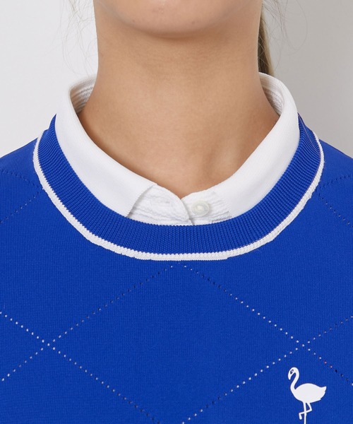 JUN&ROPE'(ジュンアンドロペ)の「【ECO】ダイヤ柄ニットベスト(ベスト・レディース・ホワイト/ブルー・M/S/L)」の8枚目の写真