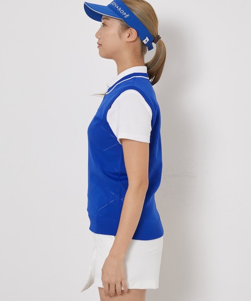 JUN&ROPE'(ジュンアンドロペ)の「【ECO】ダイヤ柄ニットベスト(ベスト・レディース・ホワイト/ブルー・M/S/L)」の6枚目の写真