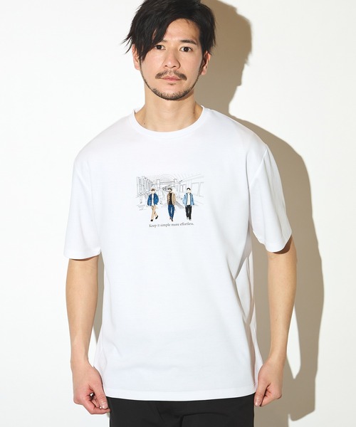 UNION STATION(ユニオンステーション)の「リサイクルポリエステル刺繍プリントTシャツ(Tシャツ/カットソー・メンズ・ベージュ/ホワイト・LL/L/M)」の2枚目の写真