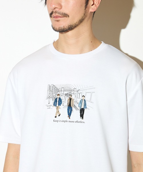 UNION STATION(ユニオンステーション)の「リサイクルポリエステル刺繍プリントTシャツ(Tシャツ/カットソー・メンズ・ベージュ/ホワイト・LL/L/M)」の5枚目の写真