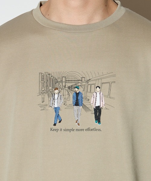 UNION STATION(ユニオンステーション)の「リサイクルポリエステル刺繍プリントTシャツ(Tシャツ/カットソー・メンズ・ベージュ/ホワイト・LL/L/M)」の8枚目の写真