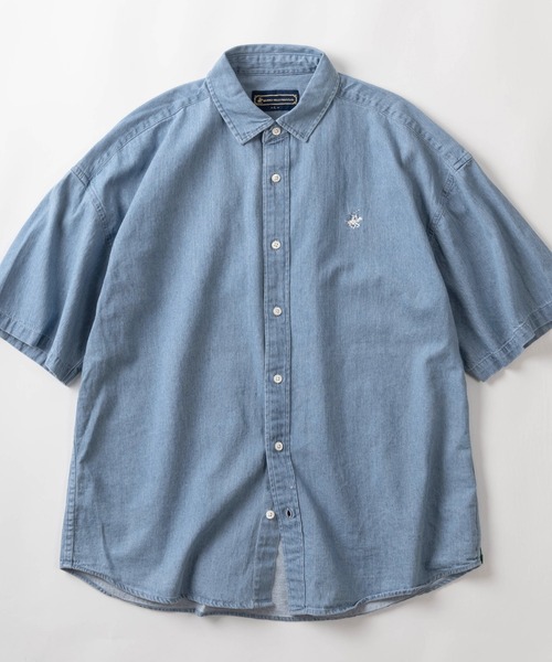 BEVERLY HILLS POLO CLUB（ビバリーヒルズポロクラブ）の「【0】【BEVERLY HILLS POLO CLUB/ビバリーヒルズポロクラブ】ワイドシルエット ワンポイントロゴ刺繍 レギュラーカラー半袖シャツ/ビッグシルエット（シャツ/ブラウス・メンズ・ホワイト/ブラック/ネイビー/ベージュ/サックスブルー/ダークブルー/ライトインディゴブルー/ブルー系その他/ライトイエロー/ミント/クリーム/ダークインディゴブルー/ストライプ/ブルー系その他2/オフホワイト・M/L/XL）」の11枚目の写真