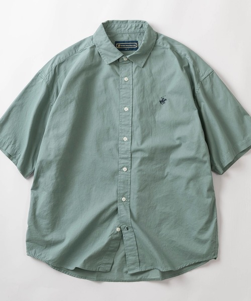 BEVERLY HILLS POLO CLUB（ビバリーヒルズポロクラブ）の「【0】【BEVERLY HILLS POLO CLUB/ビバリーヒルズポロクラブ】ワイドシルエット ワンポイントロゴ刺繍 レギュラーカラー半袖シャツ/ビッグシルエット（シャツ/ブラウス・メンズ・ホワイト/ブラック/ネイビー/ベージュ/サックスブルー/ダークブルー/ライトインディゴブルー/ブルー系その他/ライトイエロー/ミント/クリーム/ダークインディゴブルー/ストライプ/ブルー系その他2/オフホワイト・M/L/XL）」の12枚目の写真