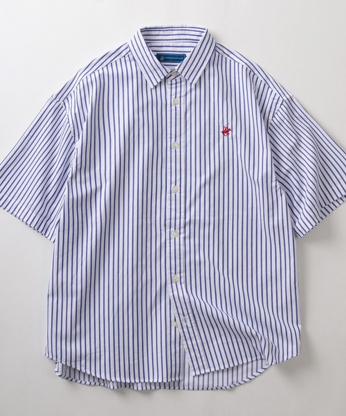 BEVERLY HILLS POLO CLUB（ビバリーヒルズポロクラブ）の「【0】【BEVERLY HILLS POLO CLUB/ビバリーヒルズポロクラブ】ワイドシルエット ワンポイントロゴ刺繍 レギュラーカラー半袖シャツ/ビッグシルエット（シャツ/ブラウス・メンズ・ホワイト/ブラック/ネイビー/ベージュ/サックスブルー/ダークブルー/ライトインディゴブルー/ブルー系その他/ライトイエロー/ミント/クリーム/ダークインディゴブルー/ストライプ/ブルー系その他2/オフホワイト・M/L/XL）」の15枚目の写真