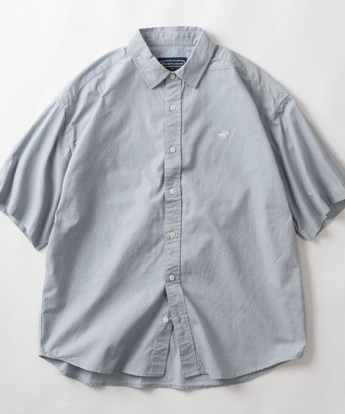 BEVERLY HILLS POLO CLUB（ビバリーヒルズポロクラブ）の「【0】【BEVERLY HILLS POLO CLUB/ビバリーヒルズポロクラブ】ワイドシルエット ワンポイントロゴ刺繍 レギュラーカラー半袖シャツ/ビッグシルエット（シャツ/ブラウス・メンズ・ホワイト/ブラック/ネイビー/ベージュ/サックスブルー/ダークブルー/ライトインディゴブルー/ブルー系その他/ライトイエロー/ミント/クリーム/ダークインディゴブルー/ストライプ/ブルー系その他2/オフホワイト・M/L/XL）」の8枚目の写真