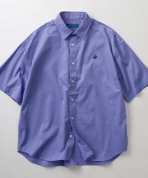 BEVERLY HILLS POLO CLUB（ビバリーヒルズポロクラブ）の「【0】【BEVERLY HILLS POLO CLUB/ビバリーヒルズポロクラブ】ワイドシルエット ワンポイントロゴ刺繍 レギュラーカラー半袖シャツ/ビッグシルエット（シャツ/ブラウス・メンズ・ホワイト/ブラック/ネイビー/ベージュ/サックスブルー/ダークブルー/ライトインディゴブルー/ブルー系その他/ライトイエロー/ミント/クリーム/ダークインディゴブルー/ストライプ/ブルー系その他2/オフホワイト・M/L/XL）」の13枚目の写真