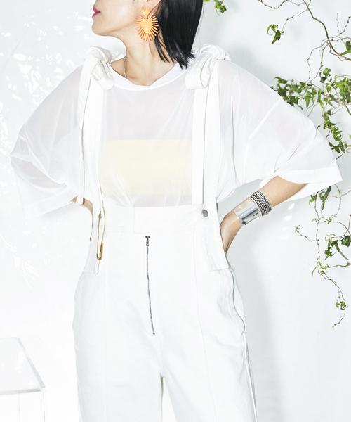 CITYSHOP（シティーショップ）の「TULLE Tシャツ（Tシャツ/カットソー・レディース・ブラック/ホワイト/イエロー・FREE）」の2枚目の写真