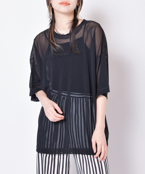 CITYSHOP（シティーショップ）の「TULLE Tシャツ（Tシャツ/カットソー・レディース・ブラック/ホワイト/イエロー・FREE）」の3枚目の写真