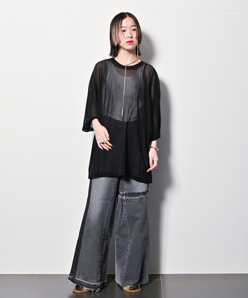 CITYSHOP（シティーショップ）の「TULLE Tシャツ（Tシャツ/カットソー・レディース・ブラック/ホワイト/イエロー・FREE）」の4枚目の写真