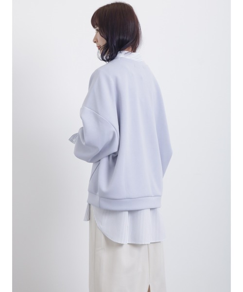 Samansa Mos2 blue（サマンサモスモスブルー）の「ダンボールニットプルオーバー（Tシャツ/カットソー・レディース・サックスブルー/イエロー/ミント・ﾌﾘ-）」の9枚目の写真