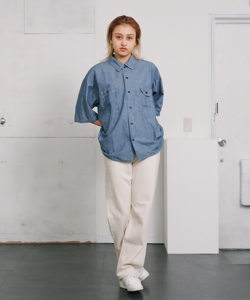 CAL O LINE(キャルオーライン)の「CAL O LINE/キャルオーライン CHAMBRAY S/S SHIRT シャンブレーシャツ デニムシャツ(シャツ/ブラウス・メンズ・ブルー・XL/L/M)」の19枚目の写真