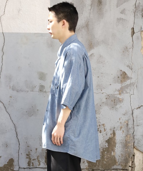 CAL O LINE(キャルオーライン)の「CAL O LINE/キャルオーライン CHAMBRAY S/S SHIRT シャンブレーシャツ デニムシャツ(シャツ/ブラウス・メンズ・ブルー・XL/L/M)」の6枚目の写真