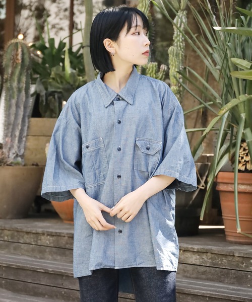 CAL O LINE(キャルオーライン)の「CAL O LINE/キャルオーライン CHAMBRAY S/S SHIRT シャンブレーシャツ デニムシャツ(シャツ/ブラウス・メンズ・ブルー・XL/L/M)」の21枚目の写真