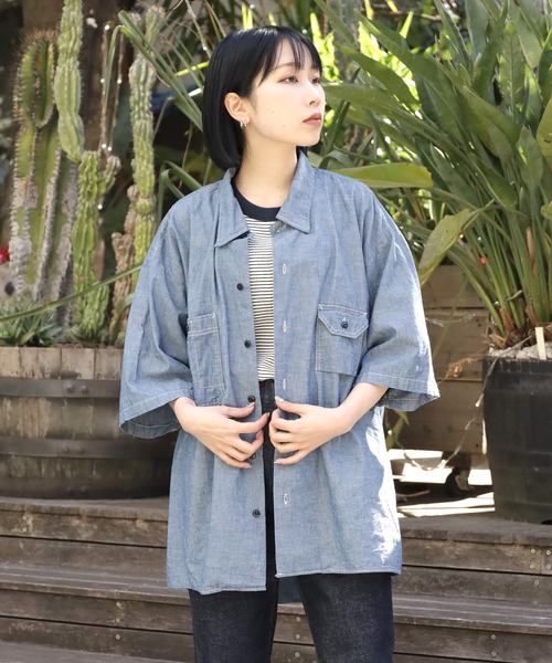 CAL O LINE(キャルオーライン)の「CAL O LINE/キャルオーライン CHAMBRAY S/S SHIRT シャンブレーシャツ デニムシャツ(シャツ/ブラウス・メンズ・ブルー・XL/L/M)」の22枚目の写真