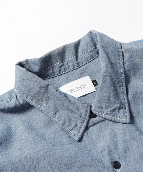 CAL O LINE(キャルオーライン)の「CAL O LINE/キャルオーライン CHAMBRAY S/S SHIRT シャンブレーシャツ デニムシャツ(シャツ/ブラウス・メンズ・ブルー・XL/L/M)」の8枚目の写真