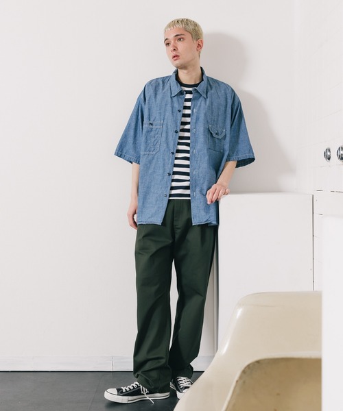 CAL O LINE(キャルオーライン)の「CAL O LINE/キャルオーライン CHAMBRAY S/S SHIRT シャンブレーシャツ デニムシャツ(シャツ/ブラウス・メンズ・ブルー・XL/L/M)」の3枚目の写真