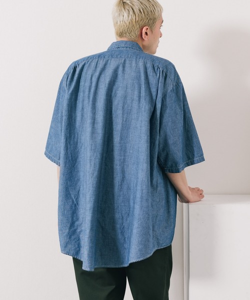 CAL O LINE(キャルオーライン)の「CAL O LINE/キャルオーライン CHAMBRAY S/S SHIRT シャンブレーシャツ デニムシャツ(シャツ/ブラウス・メンズ・ブルー・XL/L/M)」の5枚目の写真