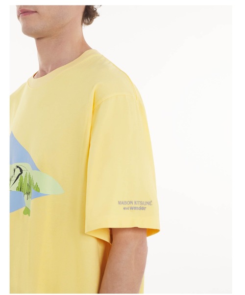 【関税込み】Maison Kitsune カーキ Pop Wave Tシャツ セール】SPEEDY FOX PRINT OVERSIZE TEE-SHIRT（Tシャツ