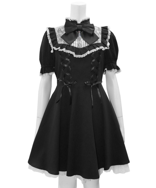 Secret Honey（シークレットハニー）の「サイドレースアップレースヨーク半袖ワンピース（ワンピース・レディース・ブラック/ピンク/グレー・MEDIUM）」の10枚目の写真