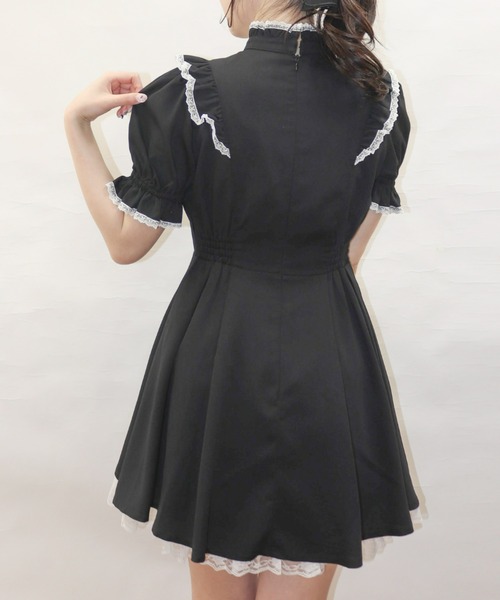 Secret Honey（シークレットハニー）の「サイドレースアップレースヨーク半袖ワンピース（ワンピース・レディース・ブラック/ピンク/グレー・MEDIUM）」の6枚目の写真